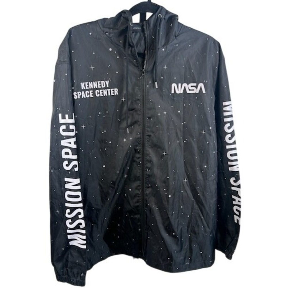 Hyper Space Windbreaker Jacket Men's Size 2XL NASA Kennedy Space Center Black